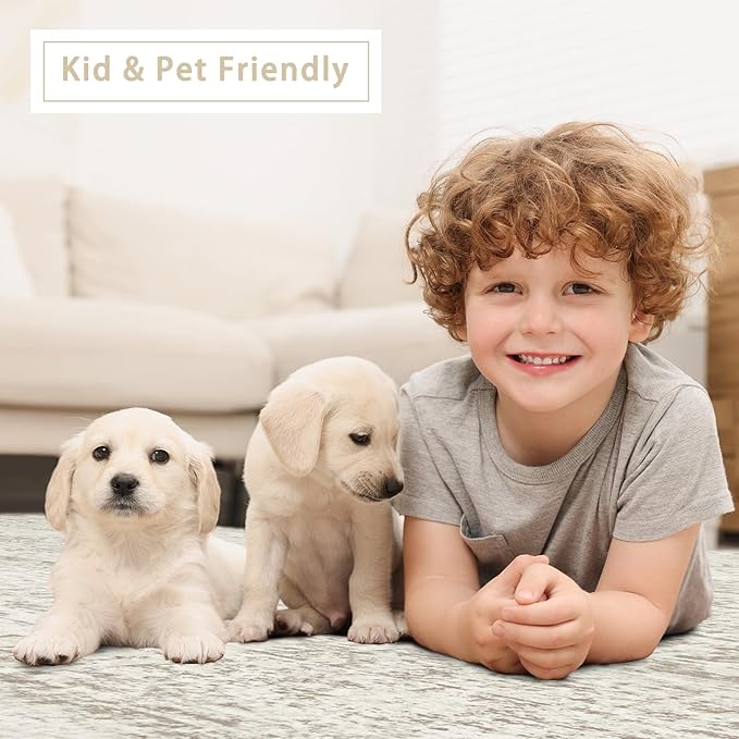 Washable Rugs 4x6 Area Rugs for Living Room,Bedroom,Kids Room,Nursery- Ultra Soft Faux Wool Small Carpets,Non Slip&Non-Shedding Low Pile Vintage Print Rugs for Enterway,Home Office Decor