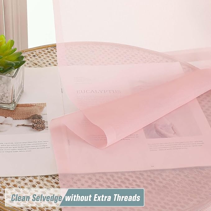 Blush Pink Sheer Curtains 84 Inches Long 2 Panels, Elegant Airy Transparent Light Filtering Window Curtains, Window Drapes for Living Room Bedroom, Top Dual Rod Pocket Design, 2x42Wx84L Inches