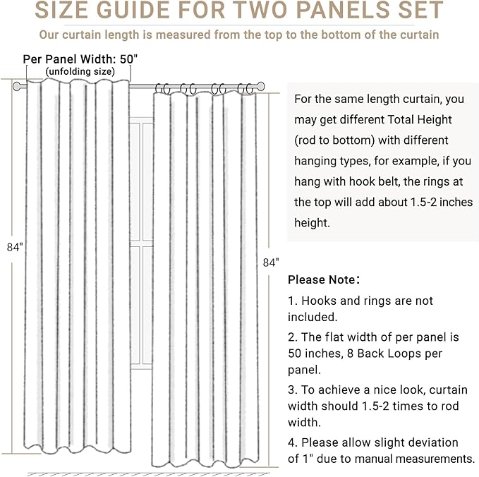 100% Blackout Shield Linen Blackout Curtains for Bedroom 108 Inches Long, Back Tab/Rod Pocket Living Room Drapes, Thermal Insulated Blackout Curtains 2 Panels Set, 50" W x 108" L, Navy