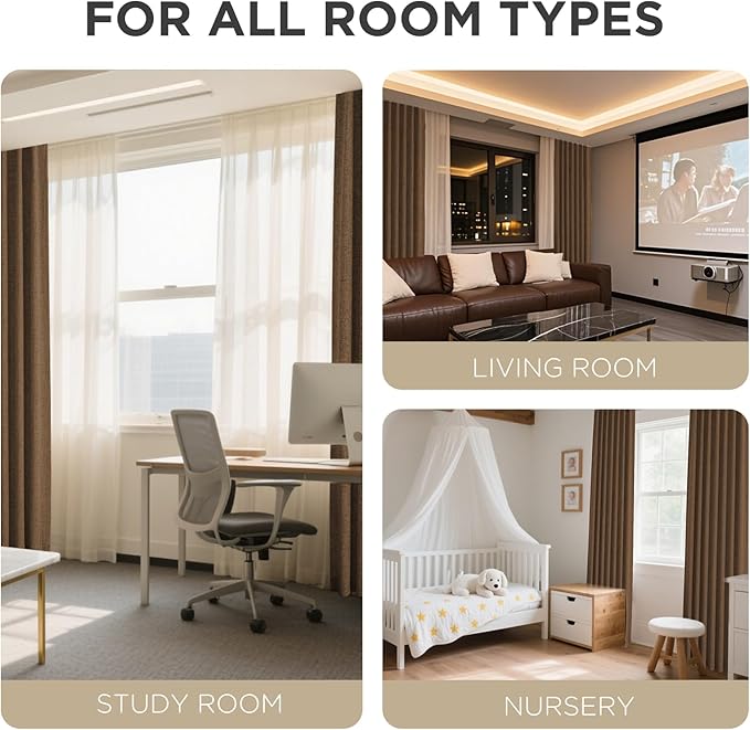 Joydeco Blackout Curtains for Bedroom - 100% Light Blocking 2 Panels Cappuccino Drapes 66"W x 108"L, Thermal Insulated Room Darkening Curtains, Linen Textured for Living Room, Rod Pocket & Back Tabs