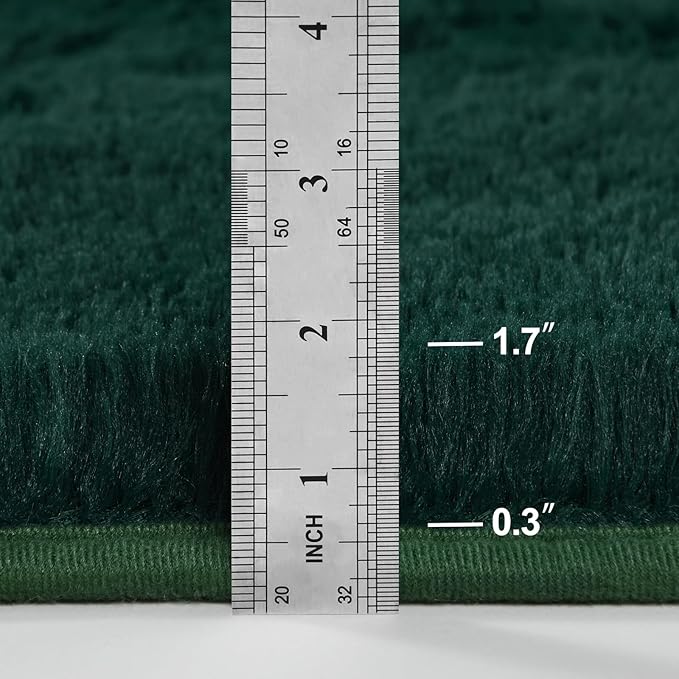 Deerhoo Large Shag Area Rugs 5 x 8, Plush Fuzzy Rugs for Living Room, Ultra Soft Fluffy Furry Rug for Bedroom, Indoor Carpet Nursery Rugs for Kids Room Home Decor, Deep Green