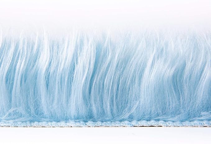 Ashler faux fur rug, Fluffy Shaggy Area Rug Ultra Soft 3 x 5 Feet Rectangle Fur Rug Light Blue Fuzzy Rug Machine Washable Shag Rug, Nursery Decor Throw Rugs for Bedroom, kids room, Living Room