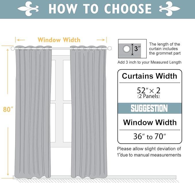 ChrisDowa Blackout Curtains 80 Inches Long 2 Panels Set for Living Room, Grommet Thermal Insulated Room Darkening Curtains for Bedroom (Royal Blue, 52 x 80 Inch)