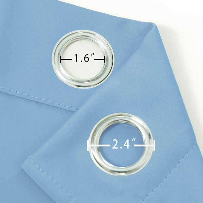 LEMOMO Sky Blue Blackout Curtains 42 x 54 Inch Length Set of 2 Panels Grommet Bedroom Curtains for Living Room