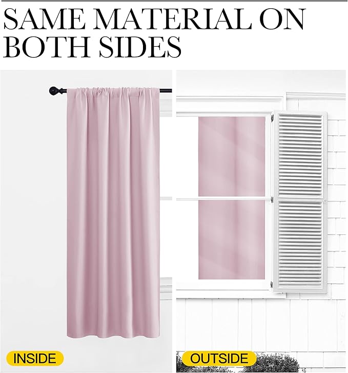 NICETOWN Room Darkening Curtains and Drapes - Thermal Insulated Rod Pocket Room Darkening Draperies for Dining Room (Lavender Pink, 2 Pieces, 52 inches Width by 63 inches Length)