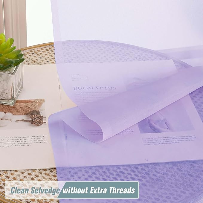 Lavender Sheer Curtains Tier 30 Inches Length 2 Panels, Light Filtering Lightweight Soft Window Treatments Drapes, Cute Elegant Cafe Curtains for Nursery, Dual Rod Pocket, 2x42Wx30L Inches