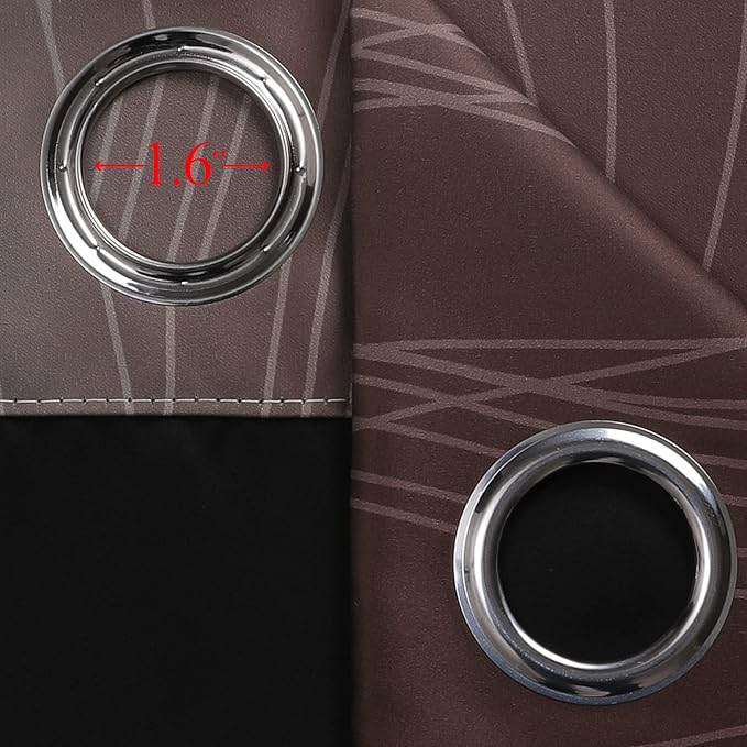 Estelar Textiler Ombre Blackout Curtains 102 Inches Long 2 Panels Set, Brown and Teal Thermal Insulated Drapes for Bedroom, Full Room Darkening Grommet Curtains for Living Room, 52Wx102L