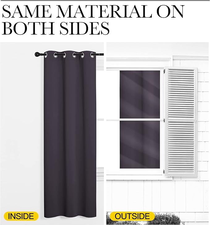 NICETOWN Blackout Curtains for Bedroom, Greyish Purple, 42 W by 80 L, Set of 2, Thermal Insulated Curtains & Drapes with Grommet Top for Living Room, Privacy Window Treatment Draperies