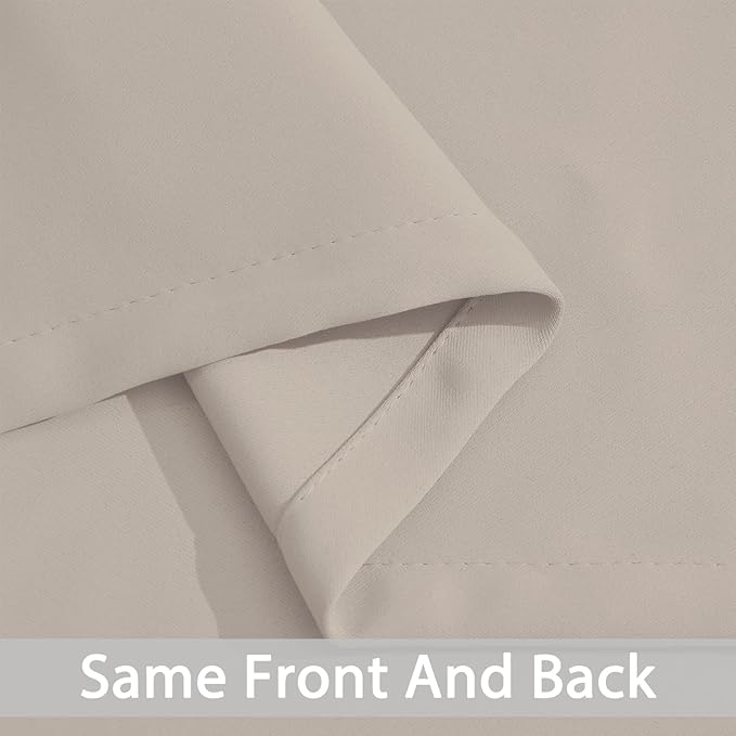 Yakamok Room Darkening Blackout Curtains Thermal Insulated Grommet Curtain Panels for Bedroom, 52W x 63L, Natural, 2 Panels