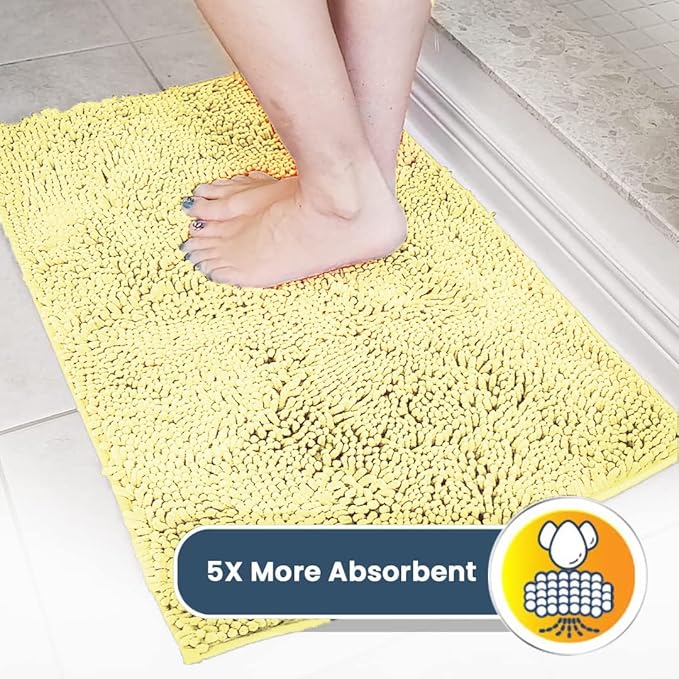 Muddy Mat® | Super Absorbent Door Mat Indoor, Microfiber Quick Dry Chenille Entryway Rug, Non-Slip Front Door Mat, Indoor Mats for Entryway, Machine Washable Pet Rug, Yellow 48" x 60"
