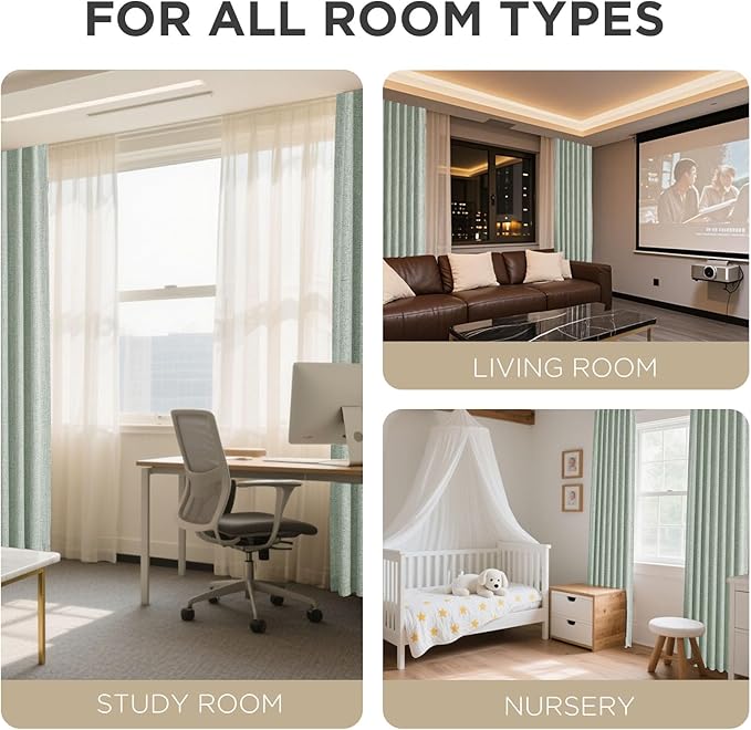 Joydeco Blackout Curtains for Bedroom - 72 Inch Long 100% Light Blocking 2 Panels Sage Green Drapes, Thermal Insulated Room Darkening Curtains, Linen Textured for Living Room, Rod Pocket & Back Tabs