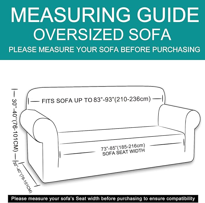 U-NICE HOME Oversized Stretch Sofa Slipcover, Soft Jacquard Fabric Couch Cover, Pet Friendly Furniture Protector, Bronze Green