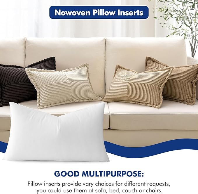 MIULEE Pillow Insert 14x20 Inch, Decorative Rectangle Throw Pillow Inserts, Premium Fluffy Pillow Forms Sham Stuffer for Sofa Couch Living Room