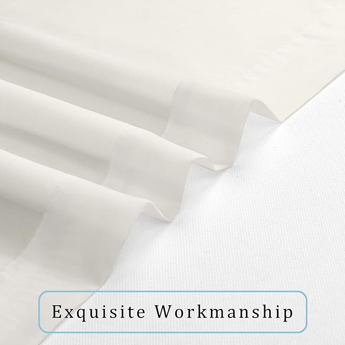 OWENIE Sheer Curtains, Ivory Sheer Curtains 50 Inch Length 2 Panels Set, Rod Pocket Voile Fimly Sheer Drapes for Living Room Bedroom, 2pcs, Ivory, Each 42" W x 50" L