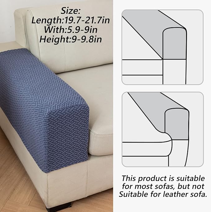 Soothing Home Sofa Covers, Sofa Hero Covers, Wear-Resistant Universal Couch Covers Washable Stretch Sectional Couch Cushion Covers (Light Blue,Arm Rest Covers 2pcs)