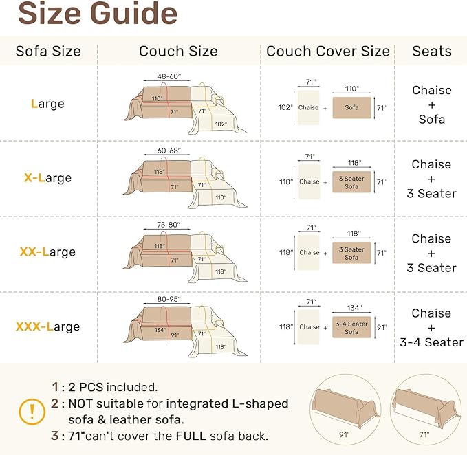 Sectional Couch Covers, 2 Pieces Washable L Shaped Couch Covers Sofa Blanket for Dogs Pet Friendly Sectional Sofa Slipcovers Furniture Covers,71"x 102"+ 71"x 110",(Large,Green)