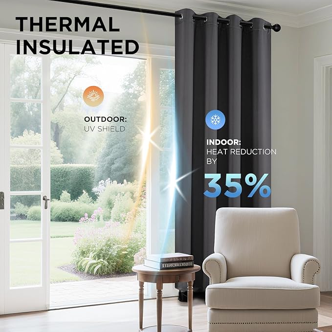 Joydeco Blackout Curtains 45 Inch Length 2 Panels Set, Thermal Insulated Long Curtains& Drapes 2 Burg, Christmas Drapes for Living Room Bedroom Window