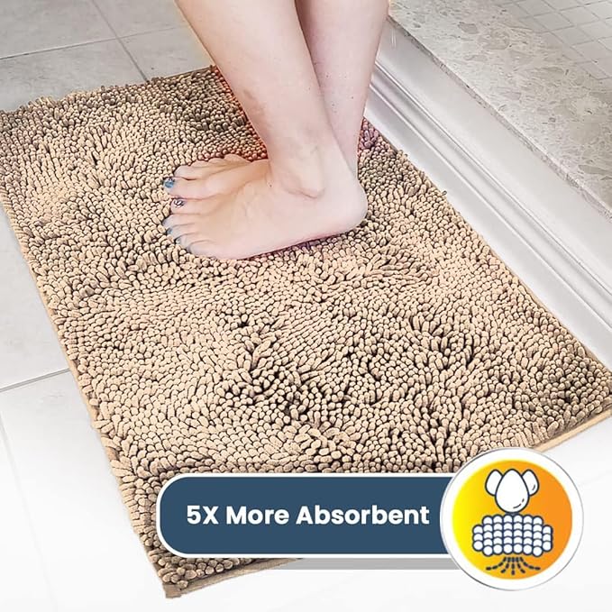 Muddy Mat® | Super Absorbent Door Mat Indoor, Microfiber Quick Dry Chenille Entryway Rug, Non-Slip Front Door Mat, Indoor Mats for Entryway, Machine Washable Pet Rug, Beige 36"x120"