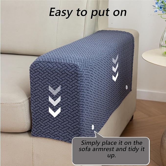 Soothing Home Sofa Covers, Sofa Hero Covers, Wear-Resistant Universal Couch Covers Washable Stretch Sectional Couch Cushion Covers (White,Arm Rest Covers 2pcs)