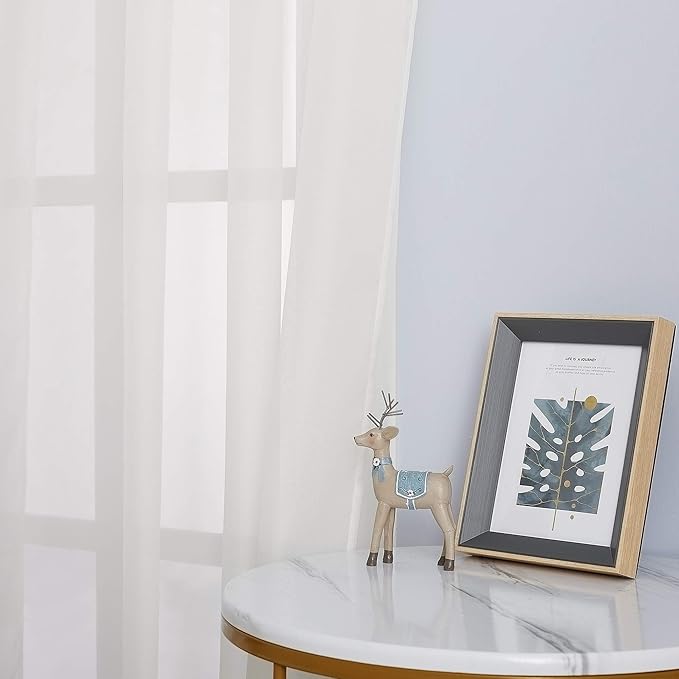 NICETOWN Sheer Curtains for Bedroom Windows, Grommet Casual Soft Voile Sheer Panels with Light Filter Window Treatments for Nursery/Bedroom, Beige, Set of 2, W37 x L63