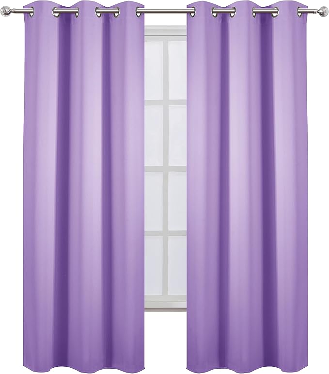 LEMOMO Blackout Curtains 42 x 84 inch/Lavender Curtains Set of 2 Panels/Thermal Insulated Room Darkening Bedroom Curtains