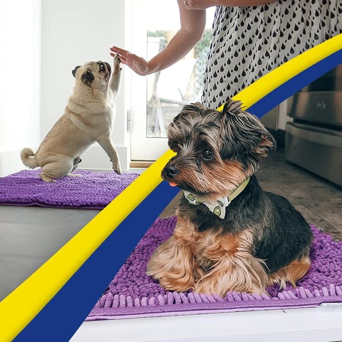 Muddy Mat® | Super Absorbent Door Mat Indoor, Microfiber Quick Dry Chenille Entryway Rug, Non-Slip Front Door Mat, Indoor Mats for Entryway, Machine Washable Pet Rug, Purple 24"x60"