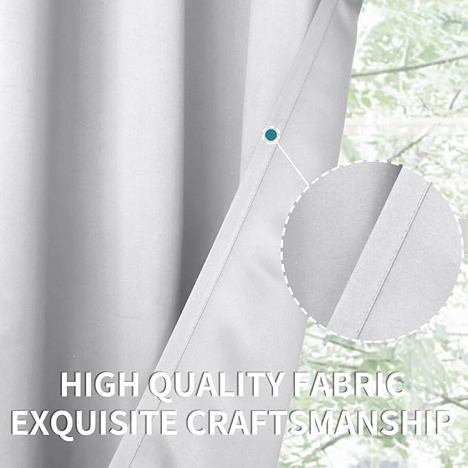 BGment Room Darkening Curtains 63 Inches Long - Grommet Thermal Insulated Drapes Window Treatment Curtains for Bedroom, 2 Panels, 52 x 63 Inch, Greyish White