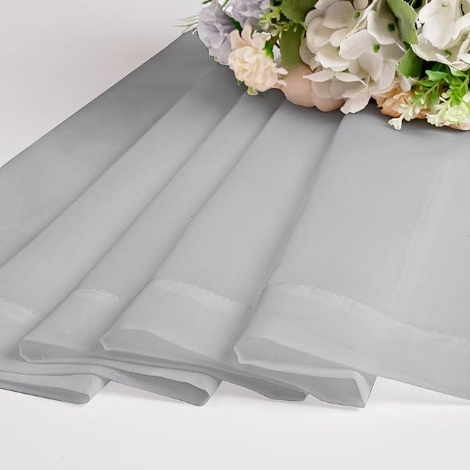 OWENIE Sheer Curtains 72 Inches Long for Living Room Bedroom, Rod Pocket Fimly Voile Door Curtains with Soft Touch, Rod Pocket Solid Light Grey Voile Elegant Airy Curtains, Each 42Wx72L inch