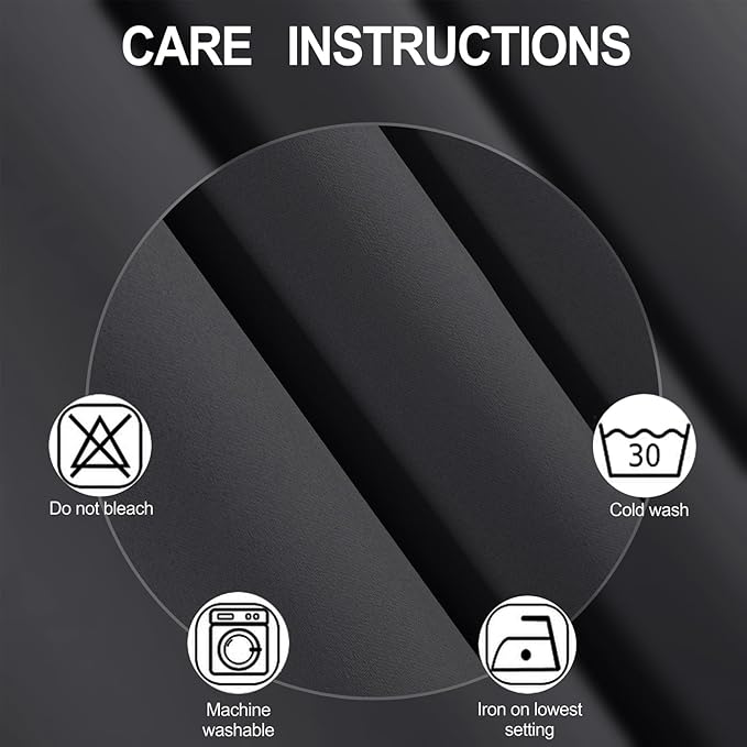 LEMOMO Dark Grey Blackout Curtains 66 x 63 Inch Length/Set of 2 Curtain Panels/Thermal Insulated Room Darkening Blackout Curtains for Bedroom