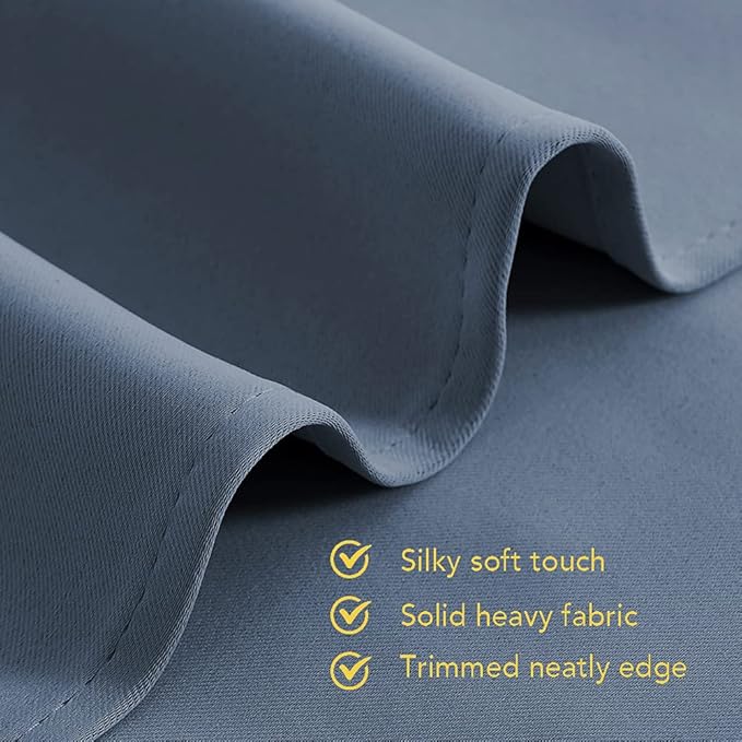 NICETOWN Blackout Draperies 60" W x 84" L Curtains for Kids Room, Window Treatment Thermal Insulated Solid Grommet Blackout Drape Panels for Bedroom (Stone Blue, Set of 2, 60 by 84 inches)