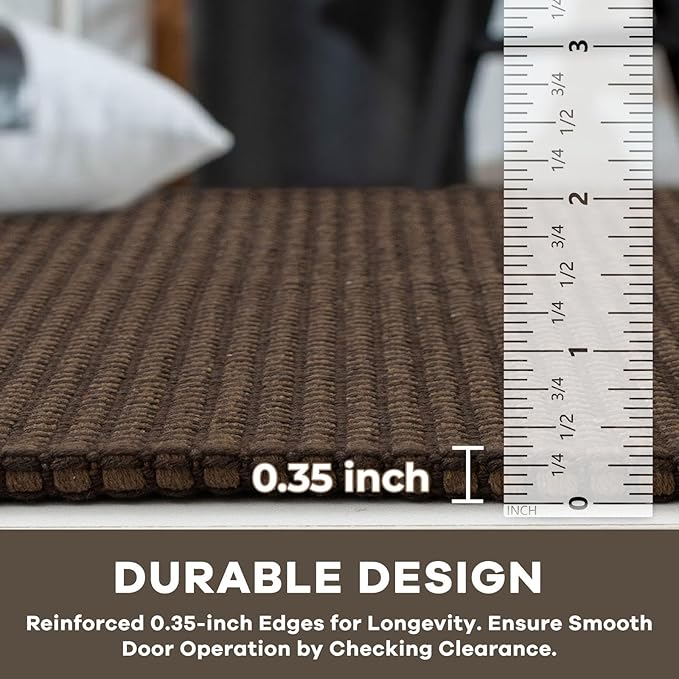 KOZYFLY Runners for Hallways 2x10 ft Washable Kitchen Runner Non Slip Rubber Backed Hallway Rugs Cotton Entryway Runner Rug Floor Carpet for Indoor Hall, Backdoor, Kitchen, Reddish Brown/Coffee