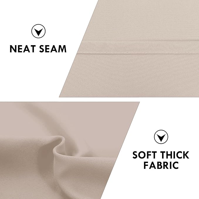 DWCN Blackout Curtains for Living Room Thermal Insulated, Energy Saving & Noise Reducing Bedroom Curtains, Camel, W 42x L 45 Inch, Set of 2 Rod Pocket Curtain Panels