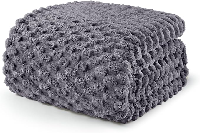 Exclusivo Mezcla Fleece Twin Blanket for Bed, Extra Large Fuzzy Dark Grey Bed Blankets, Soft Cozy Plush Sofa Throws for All Seasons, 60x80 Inches