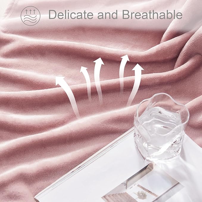 Exclusivo Mezcla Fleece Blanket Twin Size for Bed, Super Soft and Warm, All Season, Cozy, Plush, Lightweight, 60x80 Inches Dusty Pink