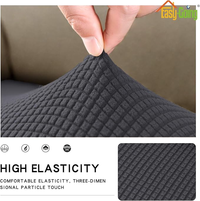 Easy-Going Stretch Cushion Cover Sofa Cushion Furniture Protector Sofa Seat Sofa slipcover Sofa Cover Soft Flexibility with Elastic Bottom(Oversized Sofa Cushion, Dark Gray)