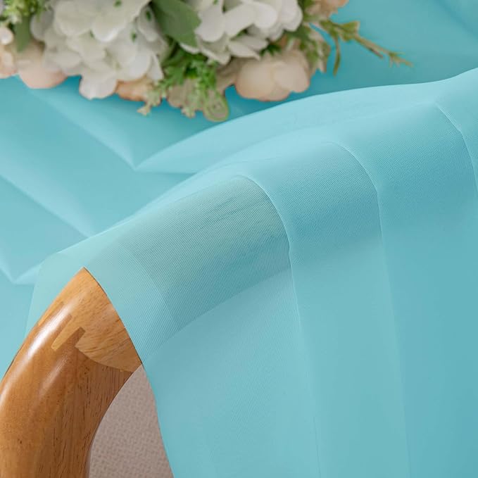 OWENIE Sheer Aqua Curtains for Bedroom Living Room 63 Inch Length 2 Panels Set, Modern Soft Solid Light Filtering Sheer Curtains for Dining Room, Rod Pocket Window Treatments, Aqua, 42" Wx63 L