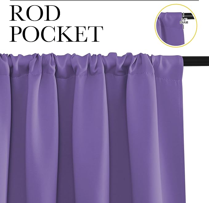 NICETOWN RV Blackout Curtains for Camper Windows, Lilac Purple, 29" Wide by 40" Long, 2 PCs, Short Blackout Curtains & Drapes, Thermal Insulated Blackout Curtain Panels for Kids Room, Play Room
