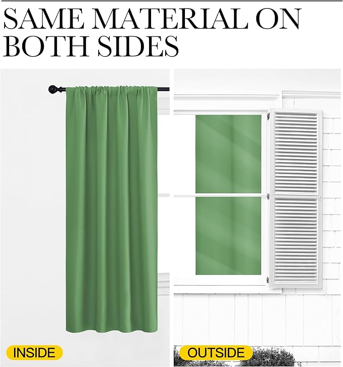 NICETOWN Kitchen Curtains, Short Blackout Curtains & Drapes, Froest Green, 34 in x 45 in (W x L), Set of 2, Thermal Insulated Rod Pocket Window Treatment Draperies for Nursery