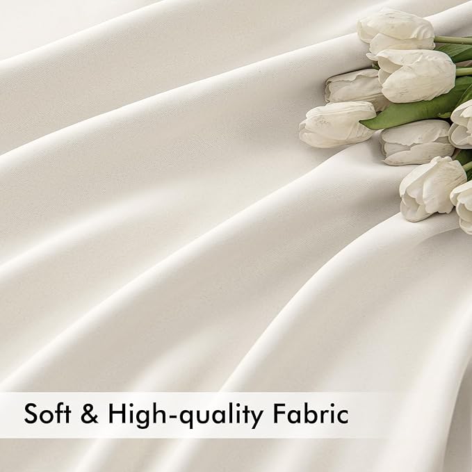 MIULEE Ivory Back Tab Blackout Curtains 102 Inch Long 2 Panels Set for Bedroom, Rod Pocket/Pinch Pleated Thermal Insulated Living Room Darkening Light Blocking Floor to Ceiling Drapes