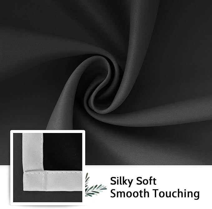 SimpleHome Ombre 100% Blackout Curtains for Bedroom, Full Light Blocking Black and Greyish White Curtains, Thermal Insulated Grommet Window Drapes for Living Room,2 Panels, 52x72 inches Length