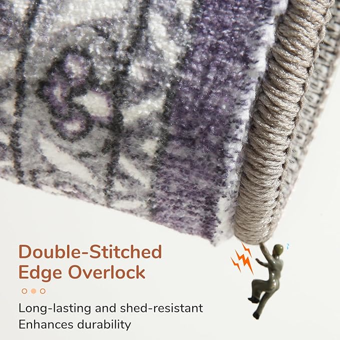 OPPODREAM Soft 8x10 Area Rugs, Washable Rugs 8x10 with Non Slip Backing, Faux Cashmere Low-Pile 8 x 10 Carpet, Purple