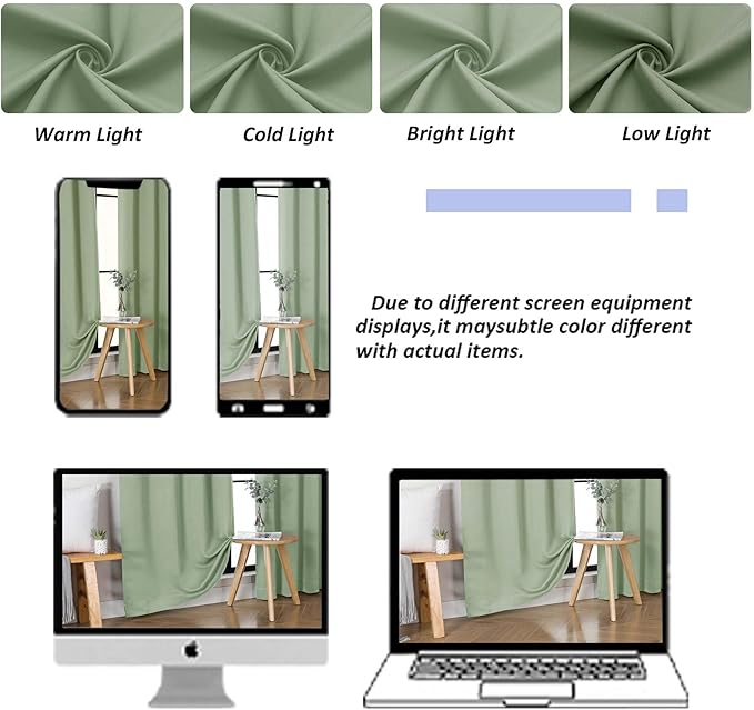 Simplebrand Ava Light Green Blackout Curtains for Bedroom 72 Inch Length 2 Panels Set, Privacy Thermal Insulated Rod Pocket Door Window Curtains for Patio French Front Door, W40 x L72 Inch