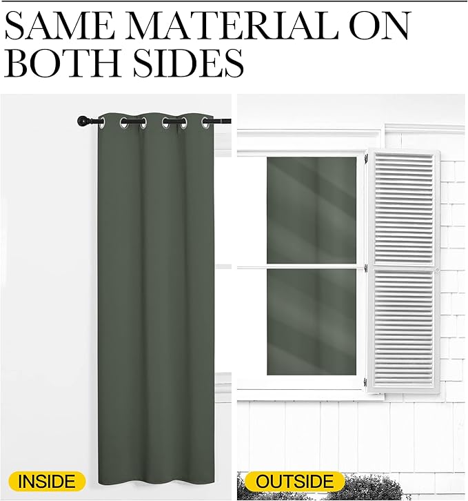 NICETOWN Blackout Curtain Panels, Home Decoration Thermal Insulated Solid Grommet Blackout Drape for Dining Room (Dark Mallard, 1 Pair, 42 by 48-Inch)