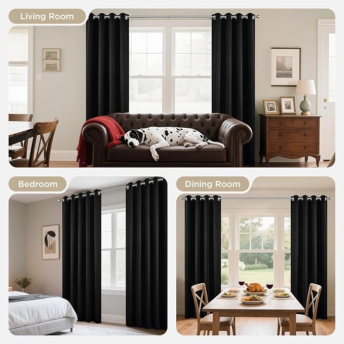 Joydeco Blackout Curtains 84 Inch Length 2 Panels Set, Thermal Insulated Long Drapes 2 Burg, Room Darkening Grommet Drapes for Living Room Bedroom Window