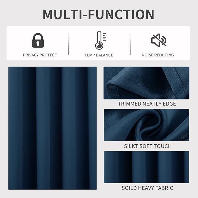 Joydeco Blackout Curtains 84 Inch Length 2 Panels Set, Thermal Insulated Long Drapes 2 Burg, Room Darkening Grommet Curtains for Living Room Bedroom Window