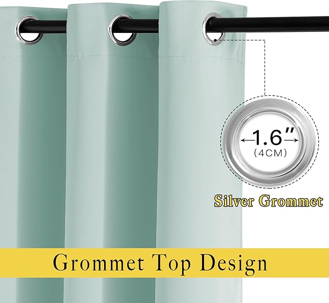 NICETOWN Blackout Curtain Panels 72 - Window Treatment Energy Saving Thermal Insulated Solid Grommet Blackout Drapes for Living Room (1 Pair, 52 by 72 inches, Aqua Blue)