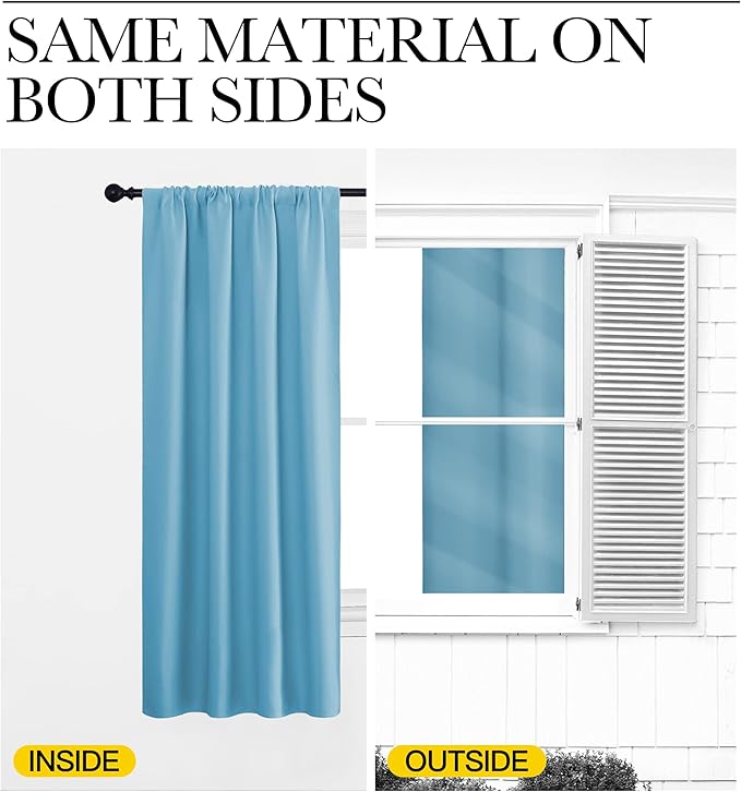 NICETOWN Kitchen Blackout Curtains Panels - Window Treatment Thermal Insulated Room Darkening Rod Pocket Drapes for Bedroom (Teal Blue, Set of 2, 42 by 63 inches Long)