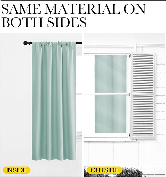 NICETOWN RV Blackout Curtains for Camper Windows, Aqua Blue, 42" x 36", Set of 2, Kitchen Curtains, Short Blackout Drapes, Thermal Insulated Rod Pocket Window Treatment Draperies for Nursery