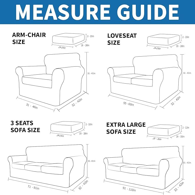 XINEAGE New 3 Pieces Couch Covers for 2 Cushion Sofa Super Stretch Loveseat Slipcover Pet Dog Universal Slip Cover Anti Slip Love Seat Furniture Protector (Brown, 55"-69")