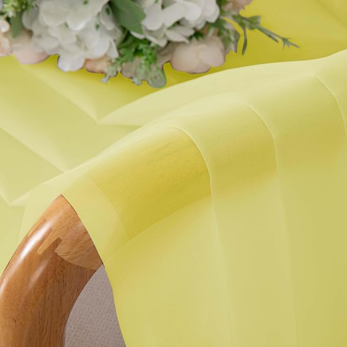OWENIE Lemon Sheer Curtains for Bedroom Living Room 72 Inches Long 2 Panels Set, Modern Light Filtering Sheer Curtain Rod Pocket Clear Drapes for Window Sliding Door, Lemon, Each 42 x 72 Inch